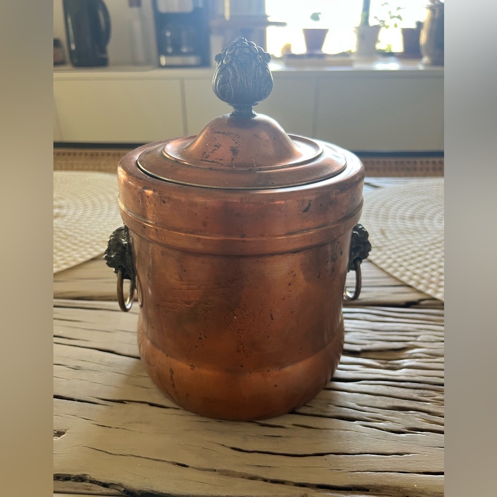 FEDERAL Silver Copper and Stoneware Ice Bucket